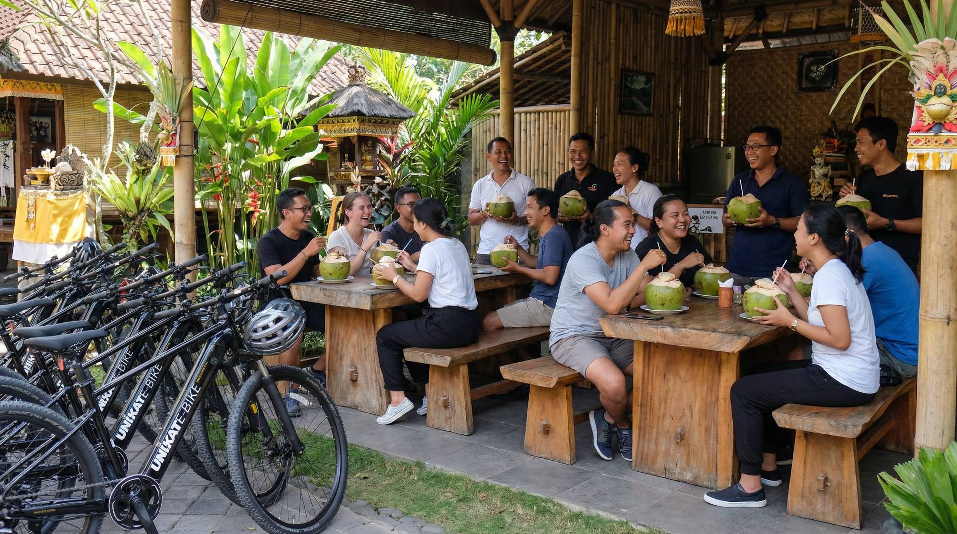 Company incentive group on a Bali e-bike adventure