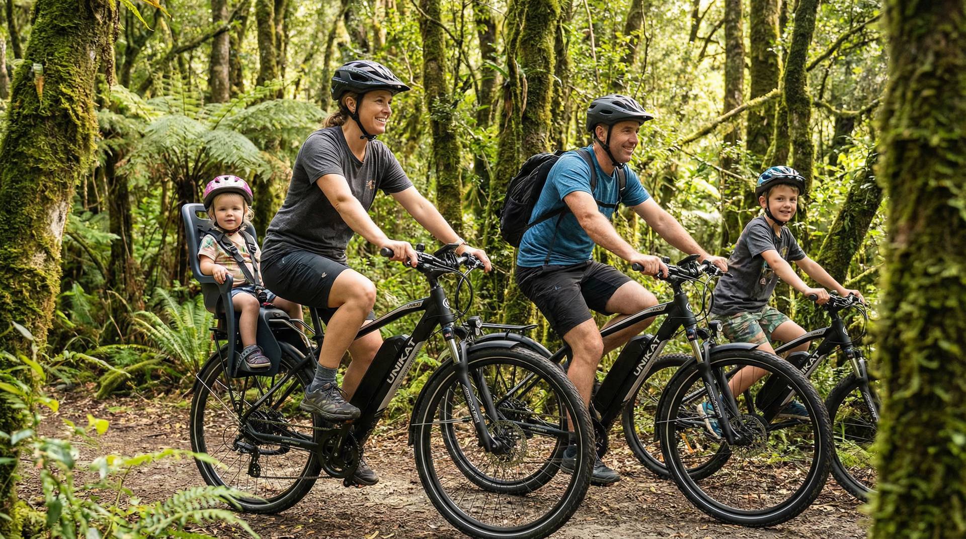 Family ready for their Bali e-bike adventure