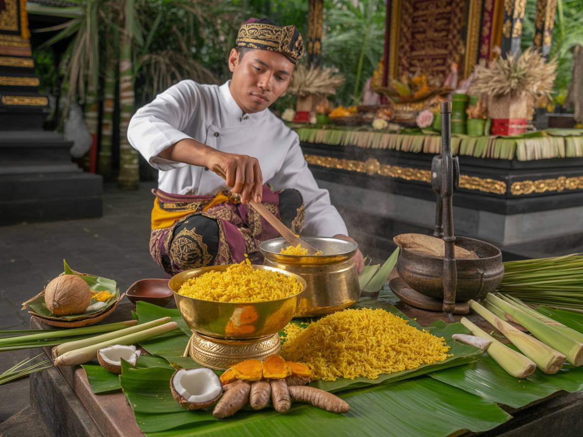 Sacred Sunset Experience — Live Cooking — Nasi Kuning Ceremony